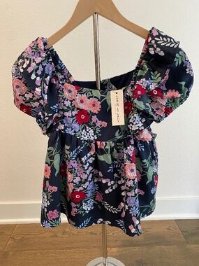 Janie and Jack Navy Blue Floral Blouse - NWT